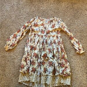 Chasing Fireflies, autumn floral tunic dress, size 8